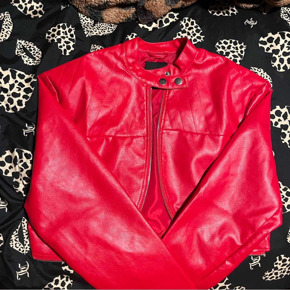 Fashion Nova Vibrant Red Leather Jacket